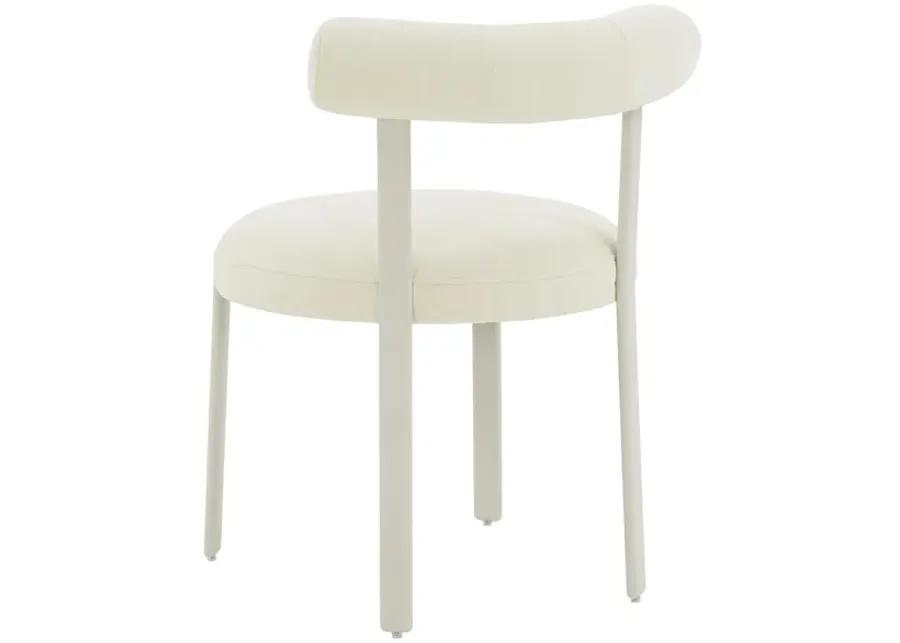 Margaret Cream Textured Velvet Bolster Back Dining Chair