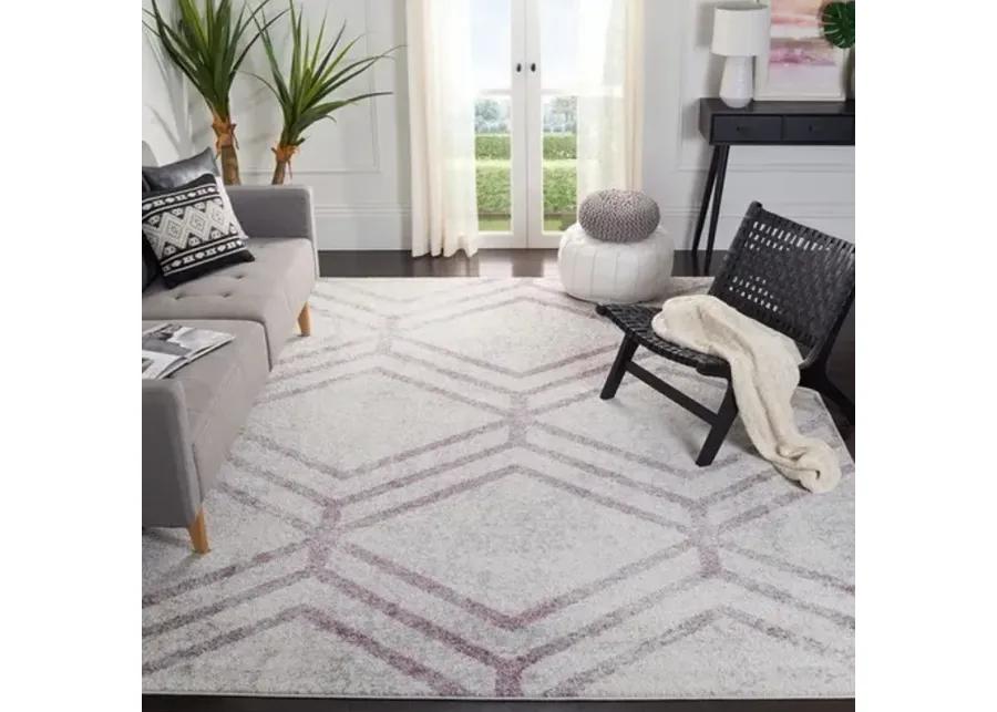 ADIRONDACK Contemporary Ivory / Plum 6' X 9' Powerloomed Rug