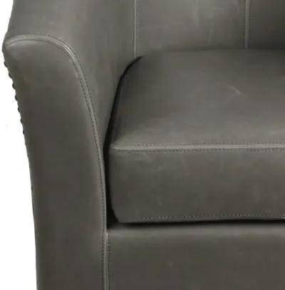 ernest bonded leather swivel accent arm chair, vintage gray