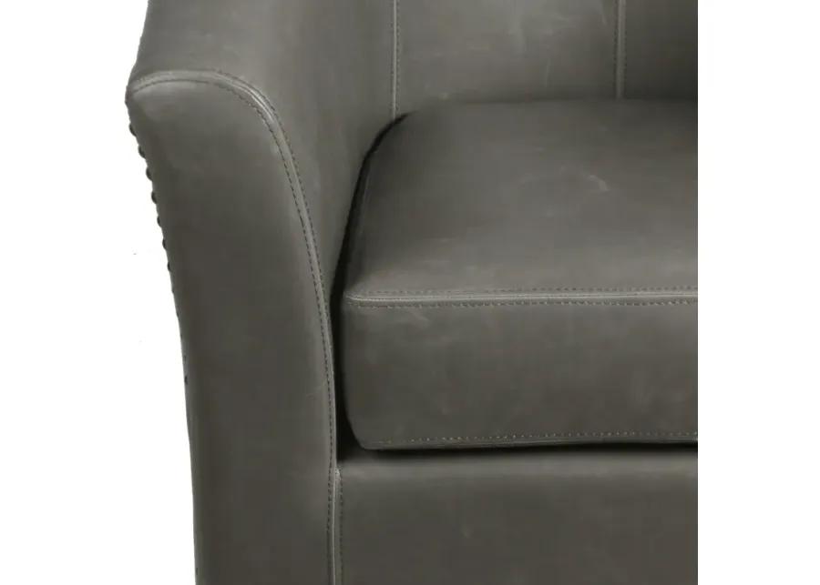 ernest bonded leather swivel accent arm chair, vintage gray