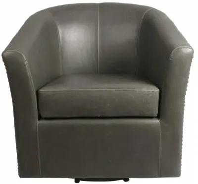 ernest bonded leather swivel accent arm chair, vintage gray