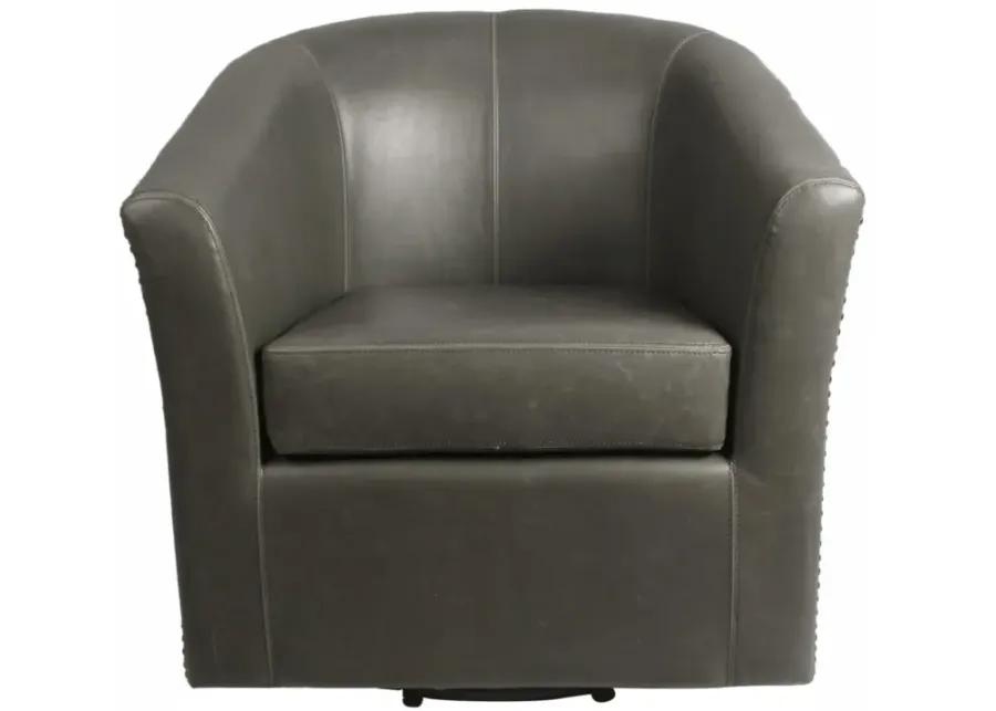 ernest bonded leather swivel accent arm chair, vintage gray