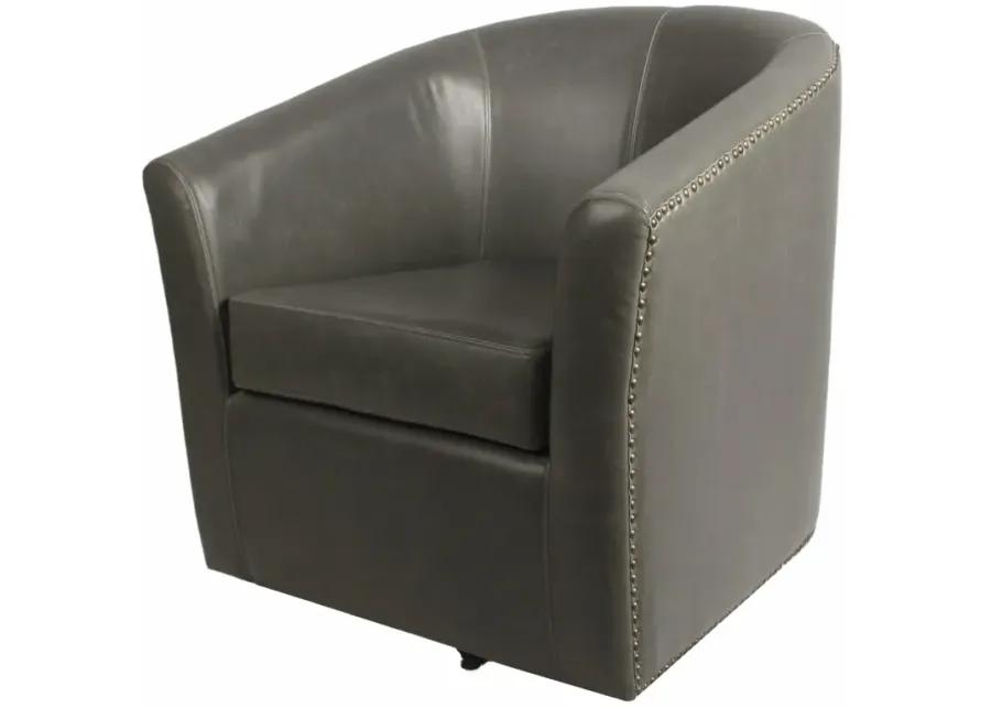 ernest bonded leather swivel accent arm chair, vintage gray