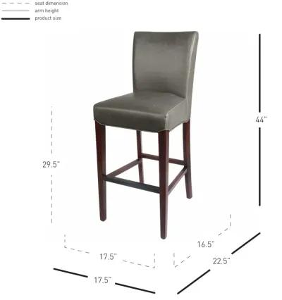 milton bonded leather bar stool wenge legs, vintage gray