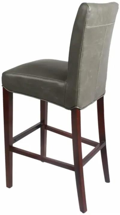 milton bonded leather bar stool wenge legs, vintage gray