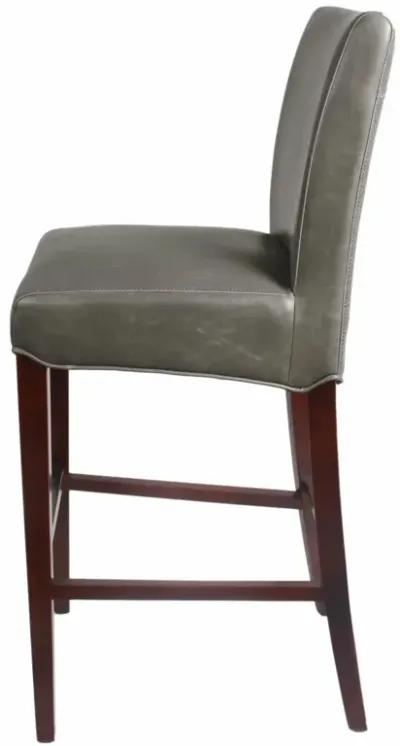 milton bonded leather bar stool wenge legs, vintage gray