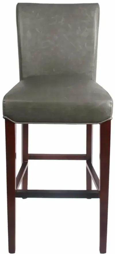 milton bonded leather bar stool wenge legs, vintage gray