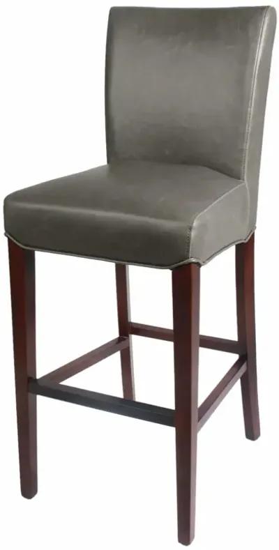 milton bonded leather bar stool wenge legs, vintage gray