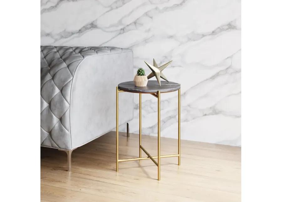 David Side Table Gray & Gold