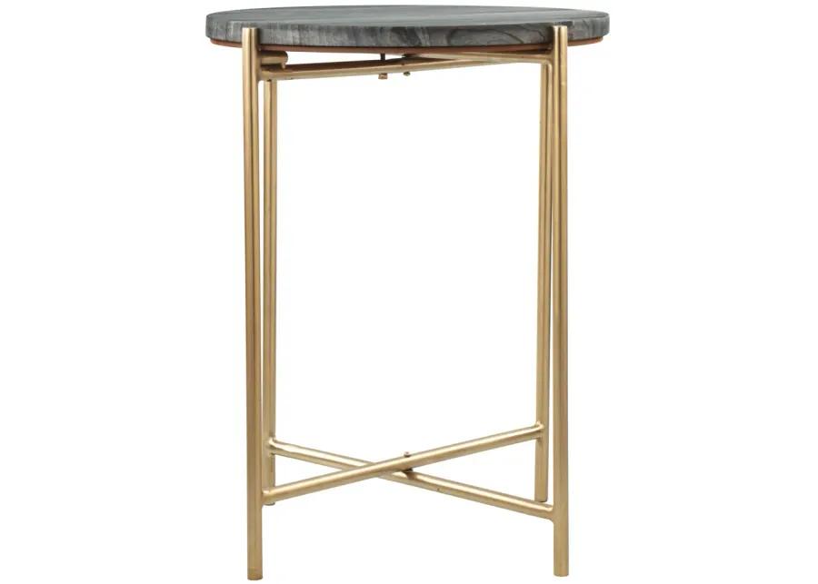 David Side Table Gray & Gold