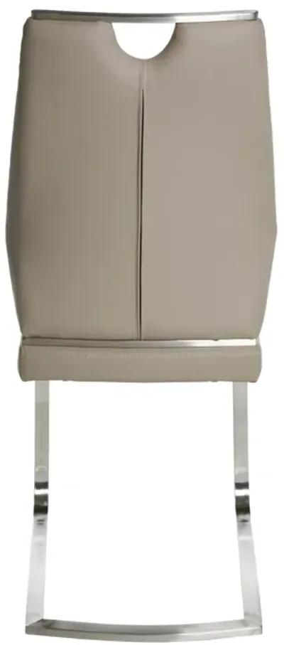 Lexington Side Chair in Taupe and Brushed Stainless Steel - Set of 2