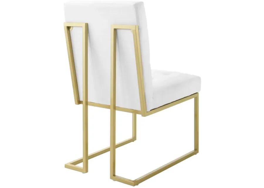 Privy Gold Stainless Steel Upholstered Fabric Dining Accent Chair