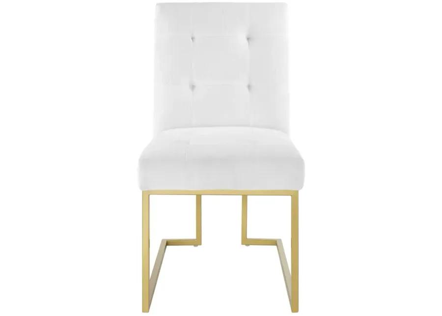 Privy Gold Stainless Steel Upholstered Fabric Dining Accent Chair