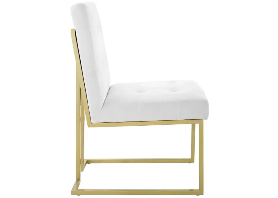 Privy Gold Stainless Steel Upholstered Fabric Dining Accent Chair