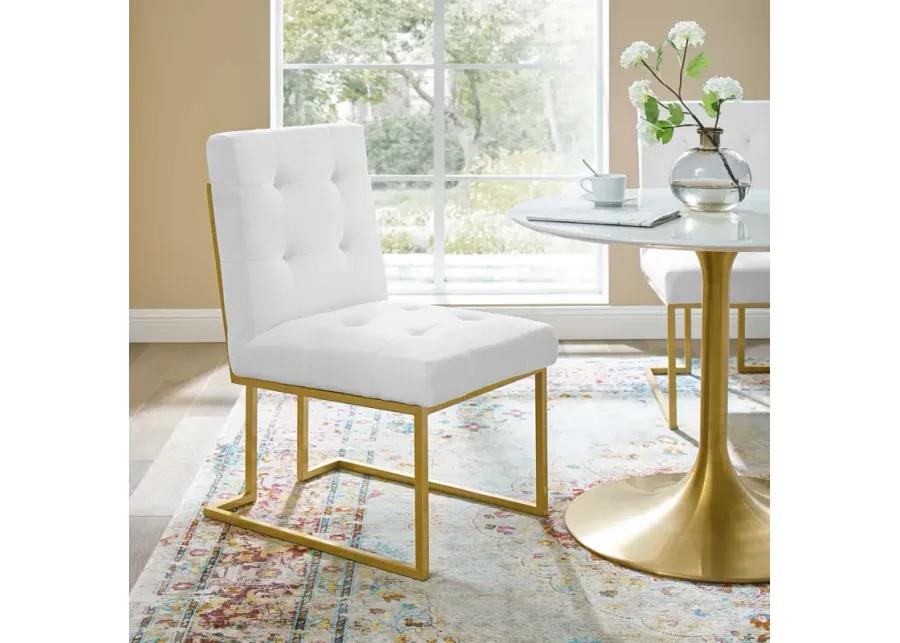 Privy Gold Stainless Steel Upholstered Fabric Dining Accent Chair