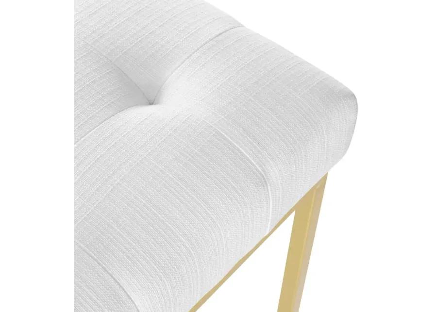 Privy Gold Stainless Steel Upholstered Fabric Dining Accent Chair