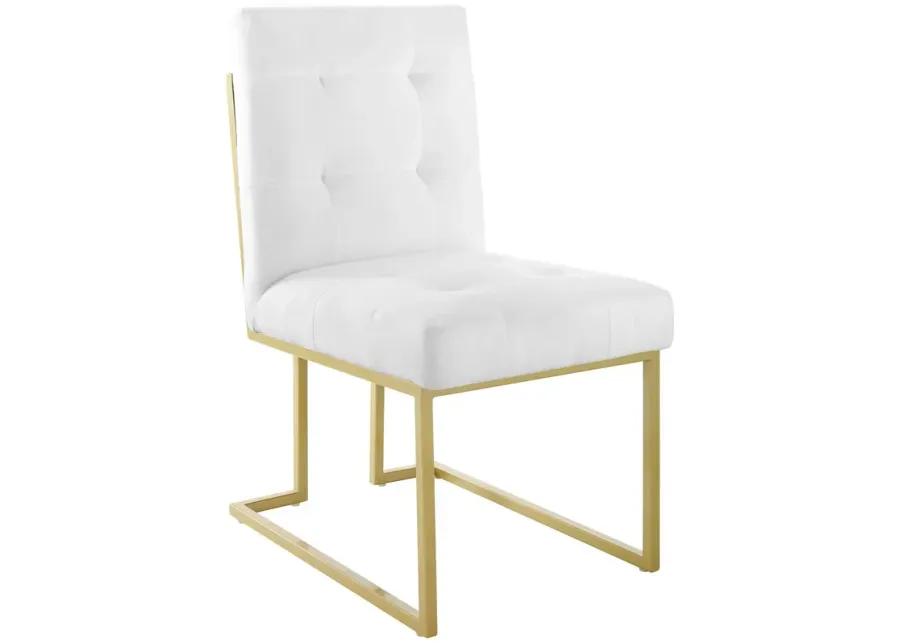 Privy Gold Stainless Steel Upholstered Fabric Dining Accent Chair