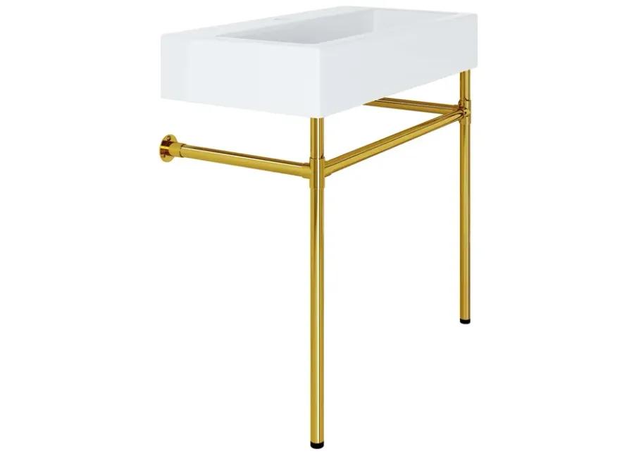 Redeem 32" Wall-Mount Gold Stainless Steel Bathroom Vanity