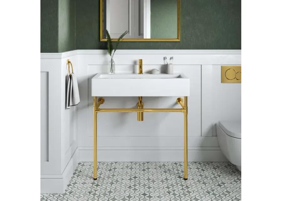 Redeem 32" Wall-Mount Gold Stainless Steel Bathroom Vanity