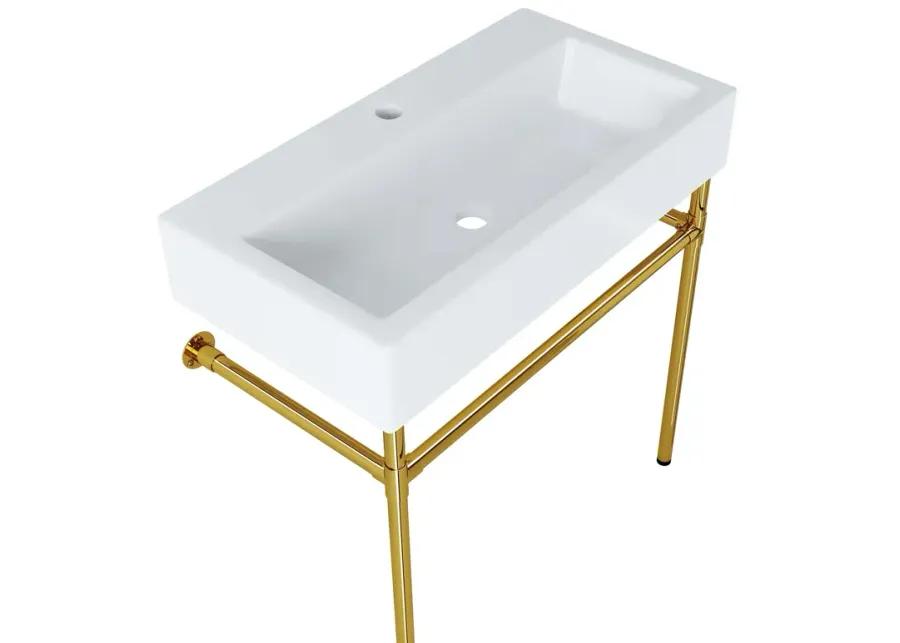 Redeem 32" Wall-Mount Gold Stainless Steel Bathroom Vanity