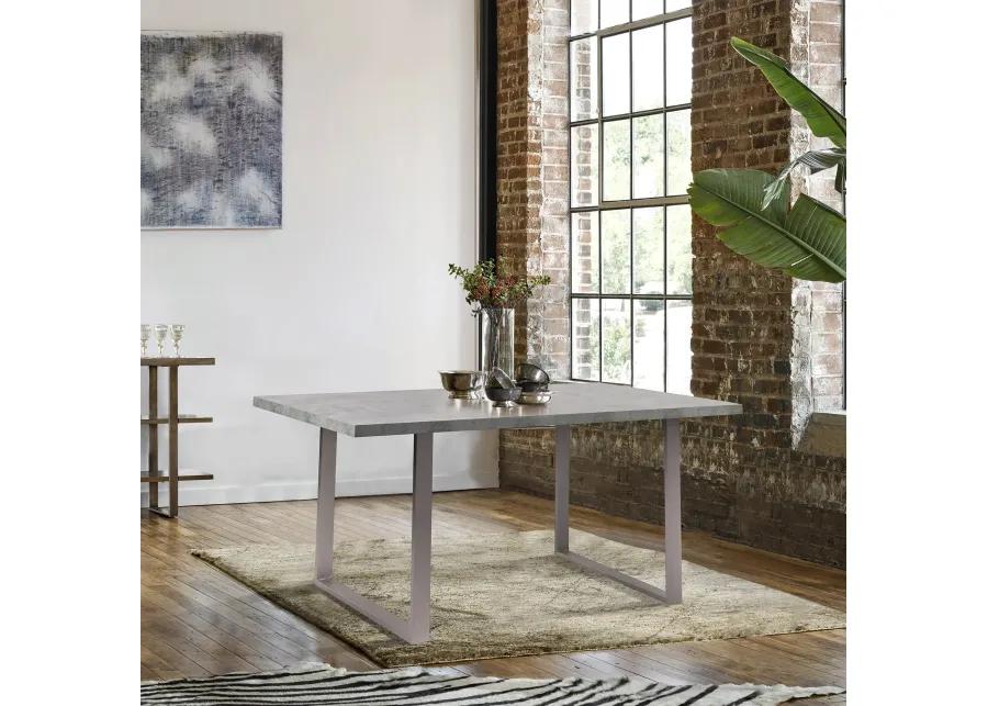 Fenton Dining Table with Cement Gray Laminate Top and Brushed Stainless Steel Base