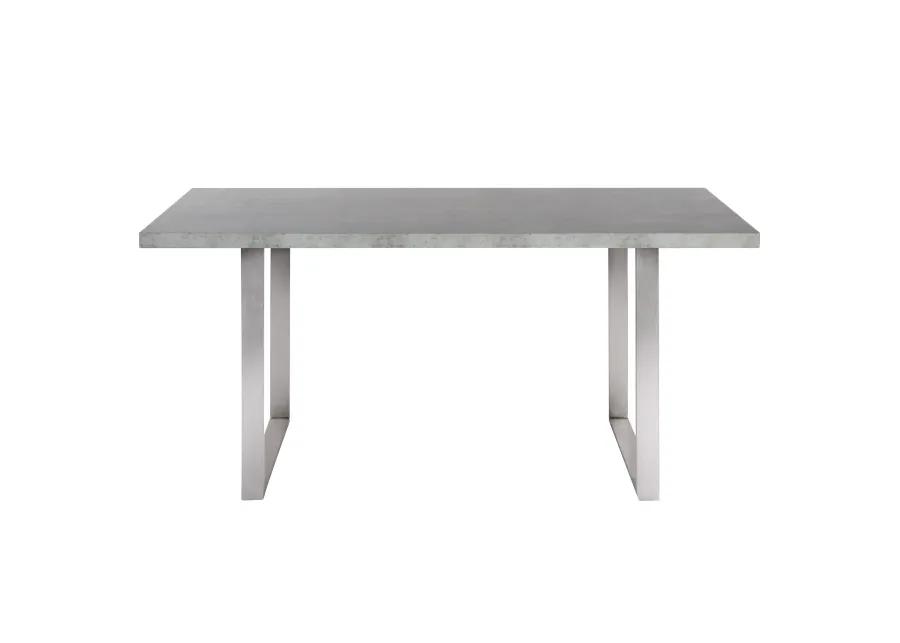 Fenton Dining Table with Cement Gray Laminate Top and Brushed Stainless Steel Base