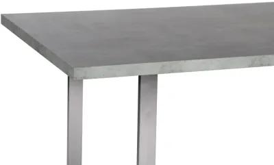 Fenton Dining Table with Cement Gray Laminate Top and Brushed Stainless Steel Base