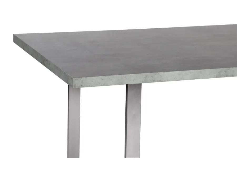 Fenton Dining Table with Cement Gray Laminate Top and Brushed Stainless Steel Base