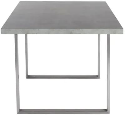 Fenton Dining Table with Cement Gray Laminate Top and Brushed Stainless Steel Base