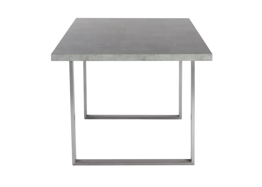 Fenton Dining Table with Cement Gray Laminate Top and Brushed Stainless Steel Base