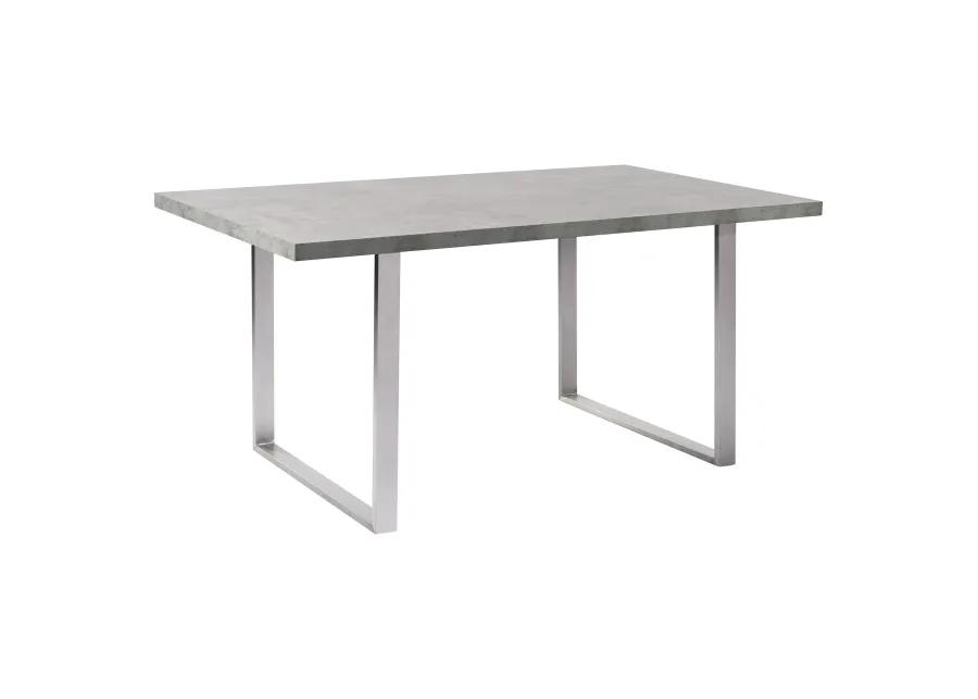 Fenton Dining Table with Cement Gray Laminate Top and Brushed Stainless Steel Base