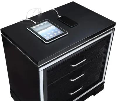 Cappola Rectangular 2-drawer Nightstand Silver and Black