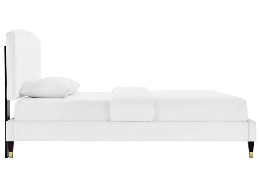 Alessi Performance Velvet Queen Platform Bed