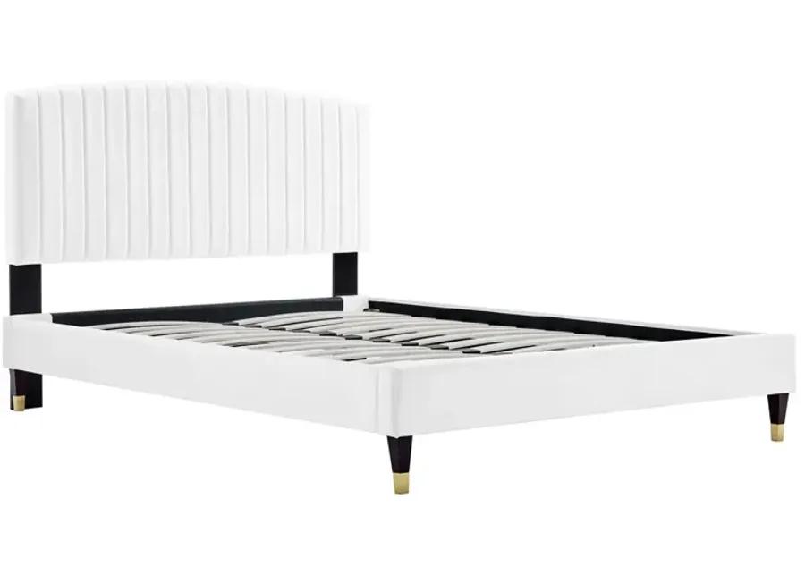 Alessi Performance Velvet Queen Platform Bed