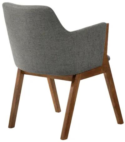 Renzo Charcoal Fabric and Walnut Wood Dining Side Chairs - Set of 2