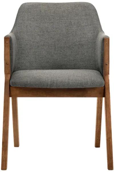 Renzo Charcoal Fabric and Walnut Wood Dining Side Chairs - Set of 2