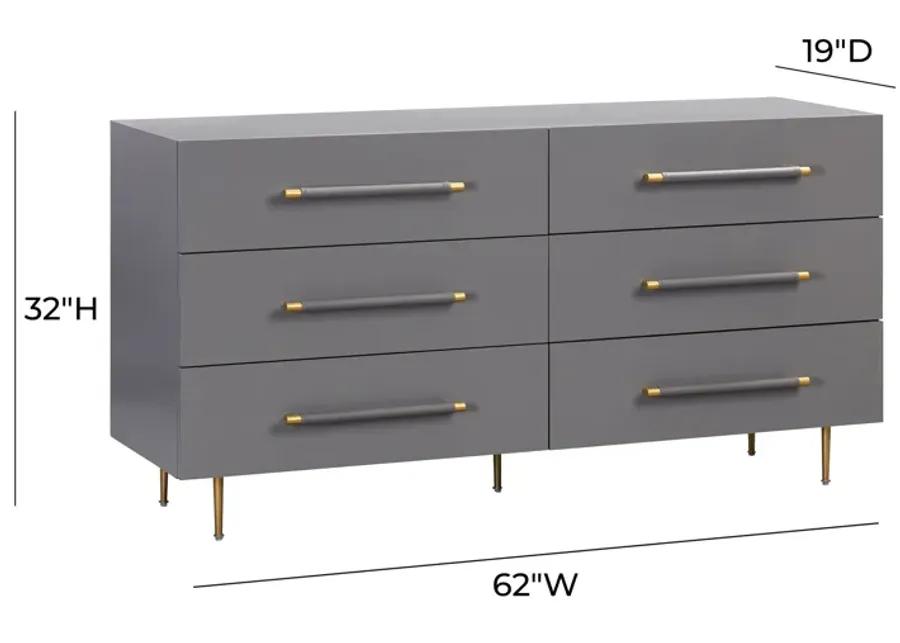 Trident Grey 6-Drawer Dresser