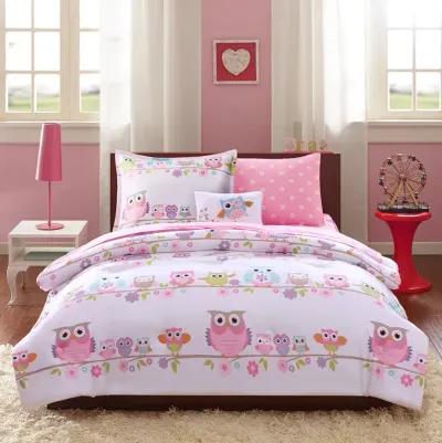 Mi Zone Kids Wise Wendy White Owl Comforter Set with Bed Sheets