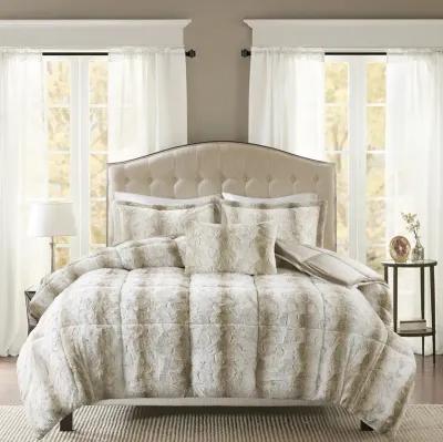 Madison Park Zuri Sand 4PC Faux Fur Comforter Set