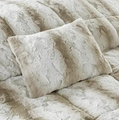 Madison Park Zuri Sand 4PC Faux Fur Comforter Set