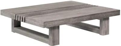 Vivid Outdoor Patio 4 Piece Conversation Set in Gray Eucalyptus Wood with Gray Olefin Cushions 