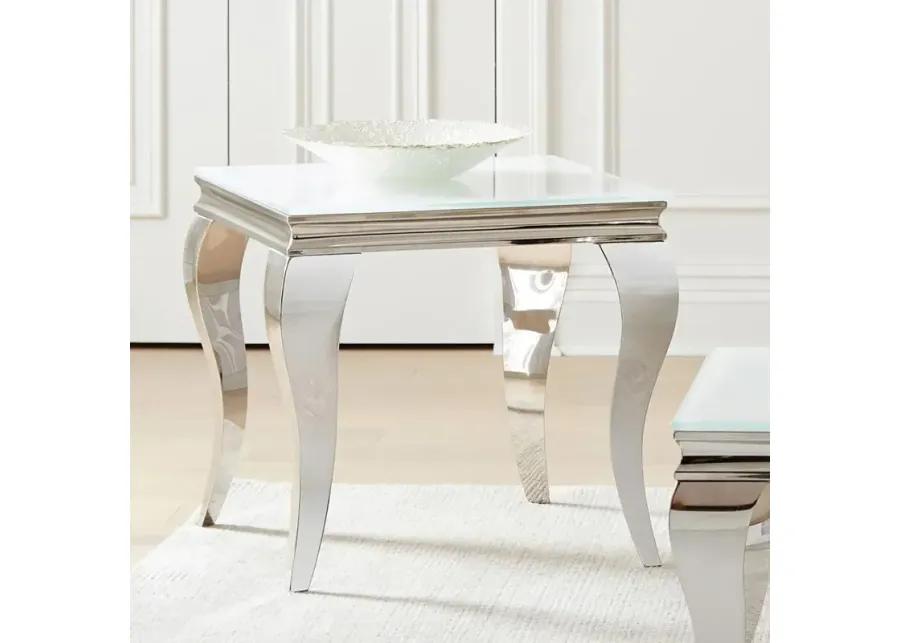 Carone Square End Table White and Chrome