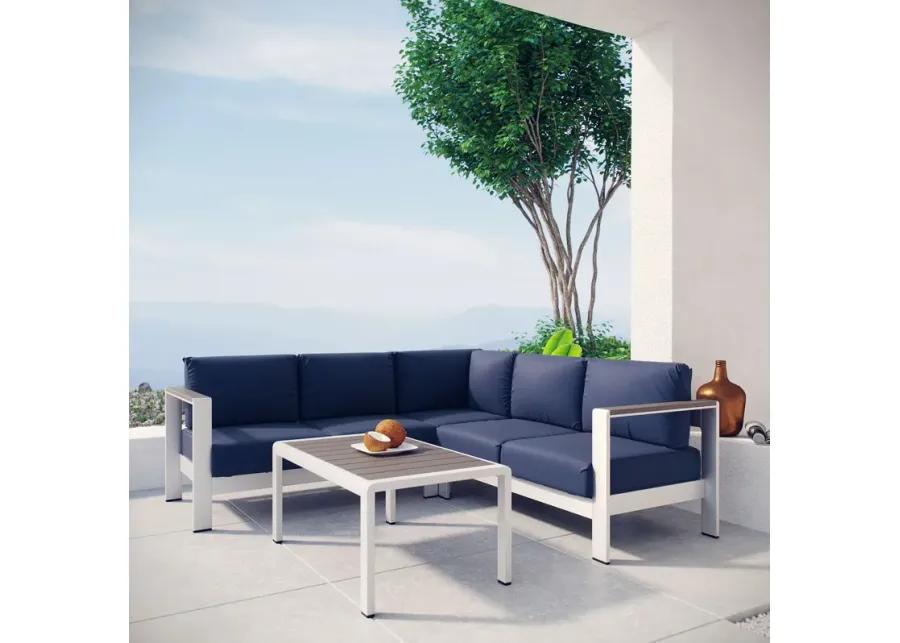 Shore 4 Piece Outdoor Patio Aluminum Sectional Sofa Set