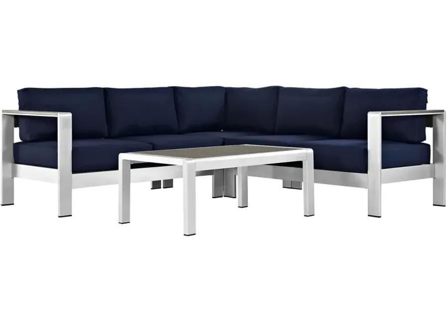 Shore 4 Piece Outdoor Patio Aluminum Sectional Sofa Set