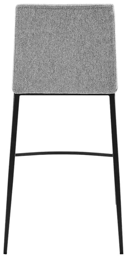 Rasmus-C Counter Stool with Light Brown Leatherette and Gray Fabric with Matte Black Legs - Set of 2