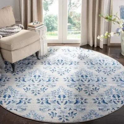 Brentwood 856 Cream / Blue 6'-7" X 6'-7" Round Round Powerloomed Rug