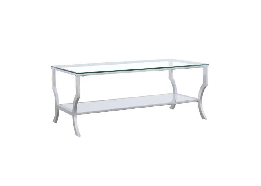 Saide Rectangular Coffee Table with Mirrored Shelf Chrome