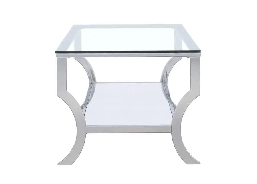 Saide Rectangular Coffee Table with Mirrored Shelf Chrome