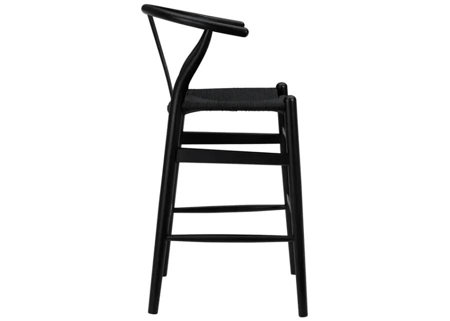 Evelina-C Counter Stool with Black Stained Framed and Black Rush Seat