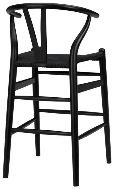 Evelina-C Counter Stool with Black Stained Framed and Black Rush Seat